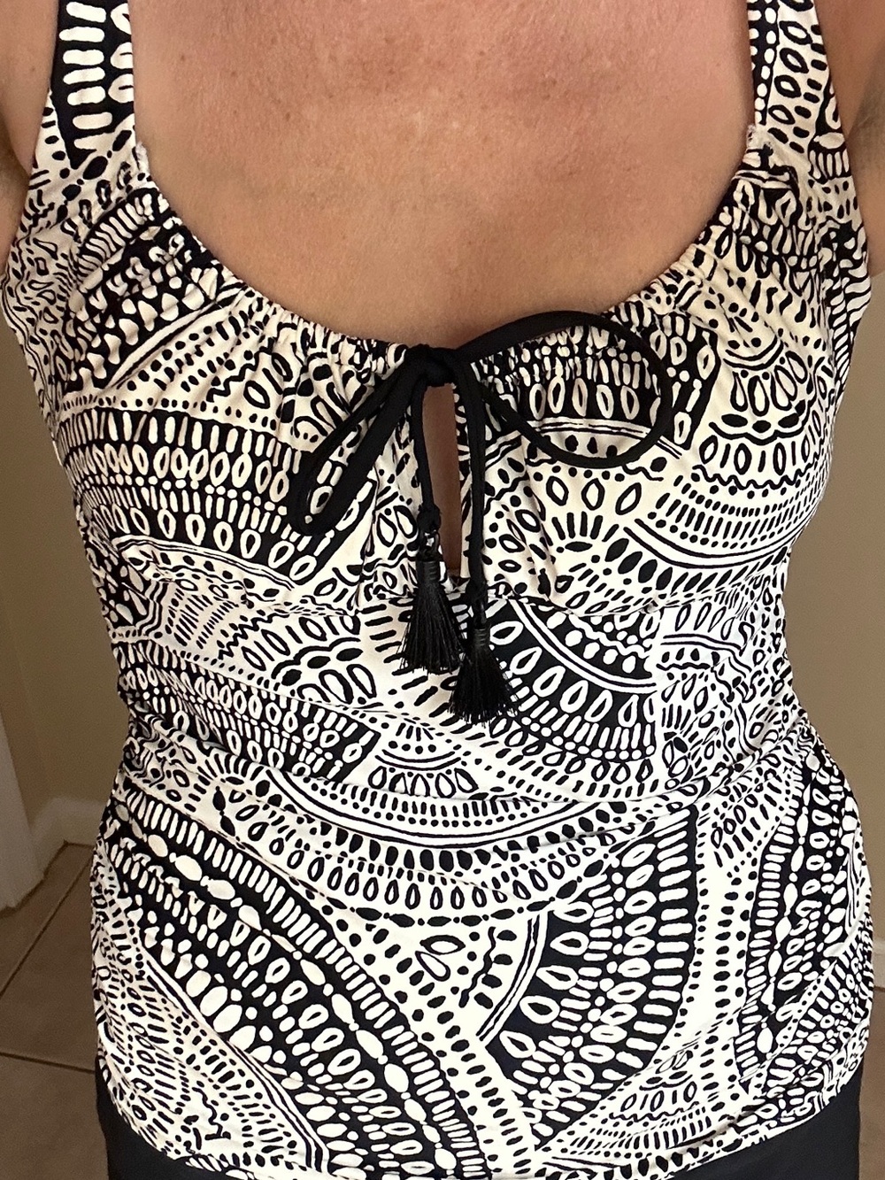 La Blanca Black and White Printed Camisole Top